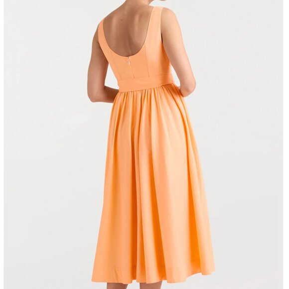 Cinq à Sept 5a7 Kilah Cotton Midi Dress Sz10/12 Marmalade Orange - Picture 5 of 9